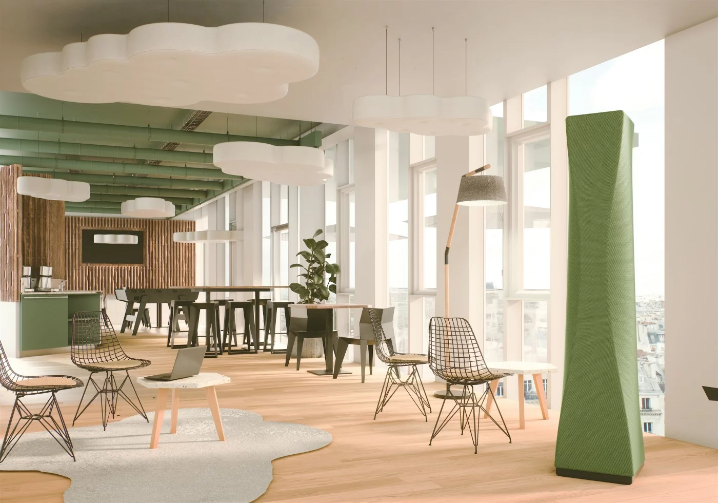 Nubes Origin instaladas en un work café